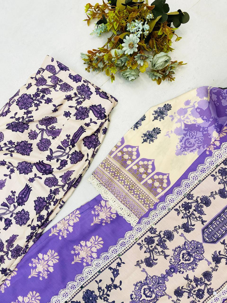 Beautiful Lavender Color Maslin With Real Mirror And Diamond Work Designer Salwar Suit