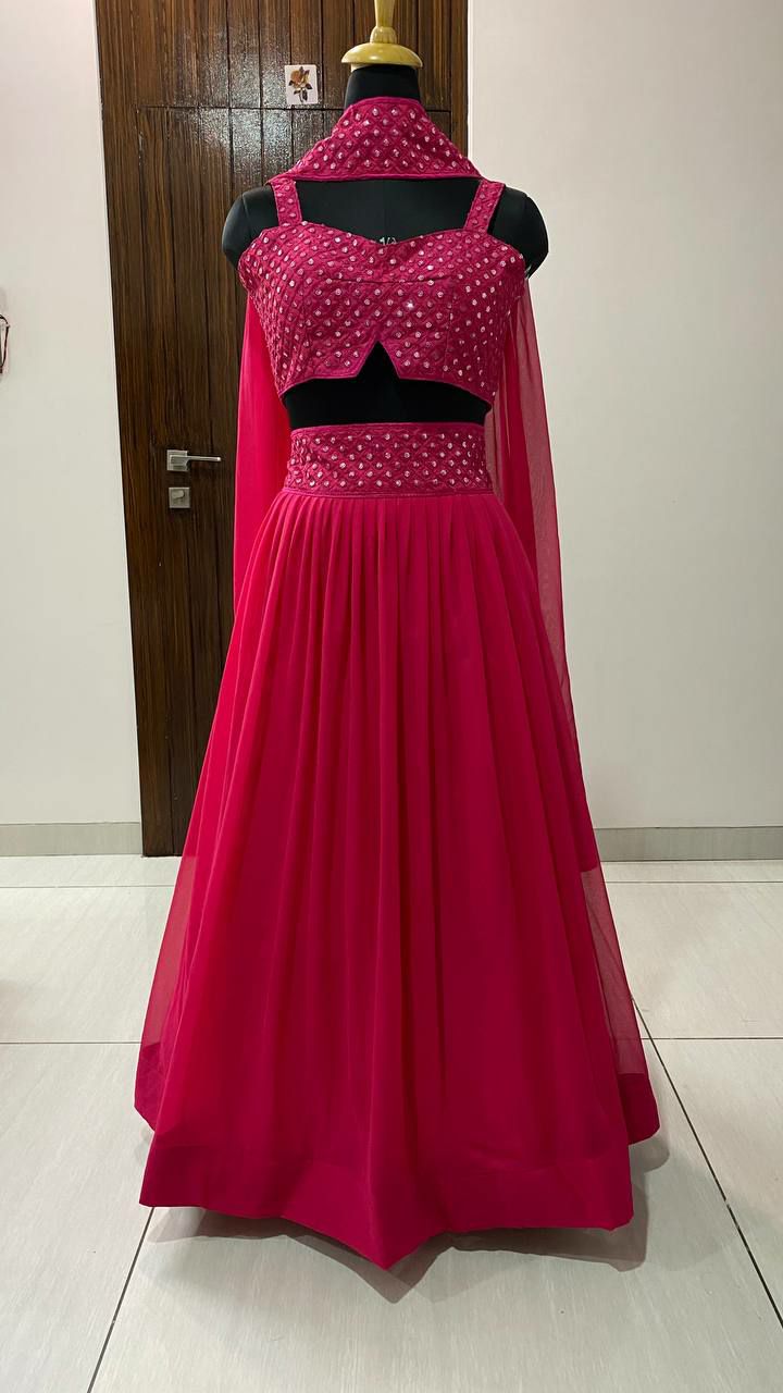 Fabulous  Pink Color Georgette lehenga   Choli