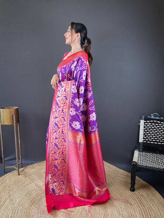 Adorable Silk Patola Weaving Purple Color Saree
