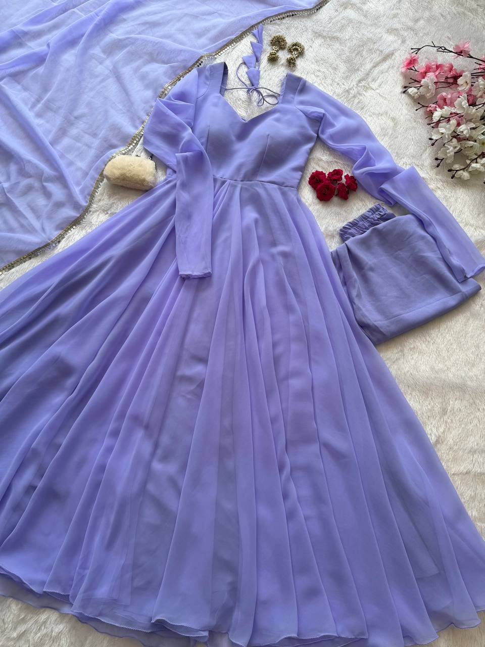 Opulent Purple Color Georgette Anarkali Suit With Dupatta
