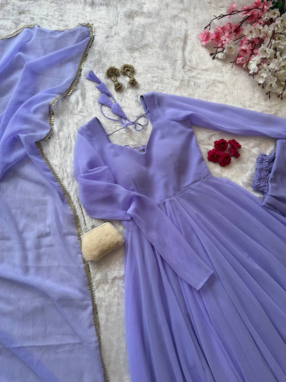 Opulent Purple Color Georgette Anarkali Suit With Dupatta