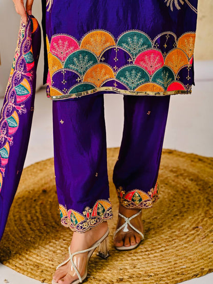 Stylish Purple Color Heavy Work Designer Salwar Suit