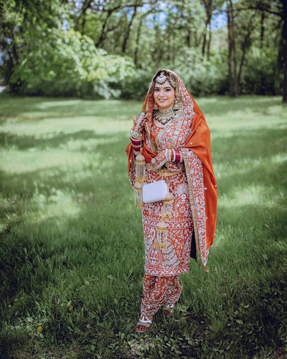 Delightful Orange Color Heavy Embroidered Sequence Work Salwar Suit