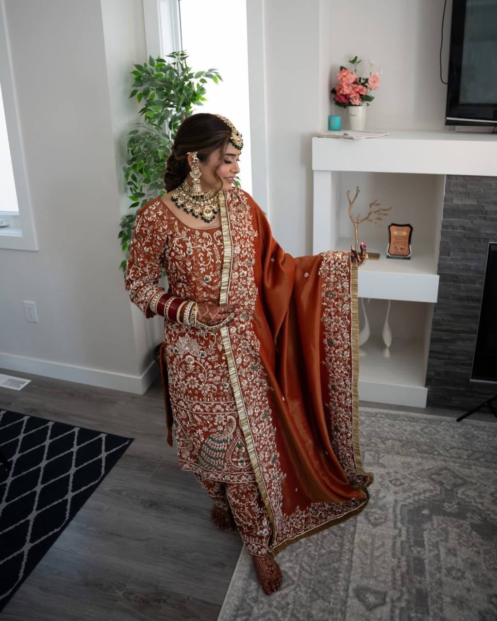 Delightful Orange Color Heavy Embroidered Sequence Work Salwar Suit