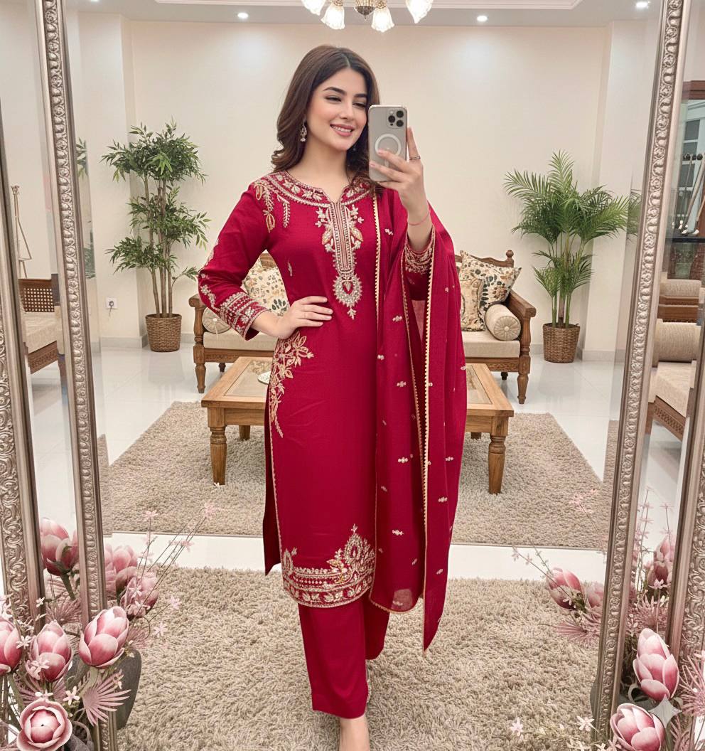 Gorgeous Pink Color Heavy Embroidered Salwar Suit