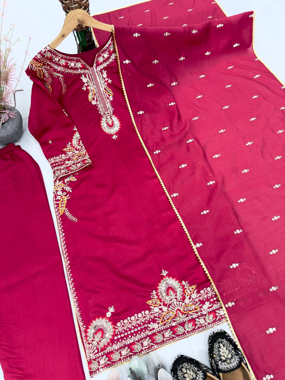 Gorgeous Pink Color Heavy Embroidered Salwar Suit