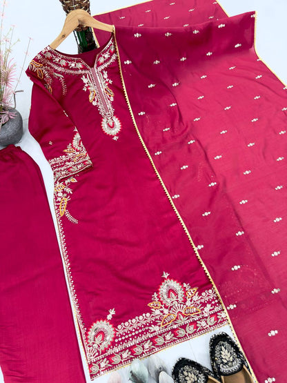 Gorgeous Pink Color Heavy Embroidered Salwar Suit