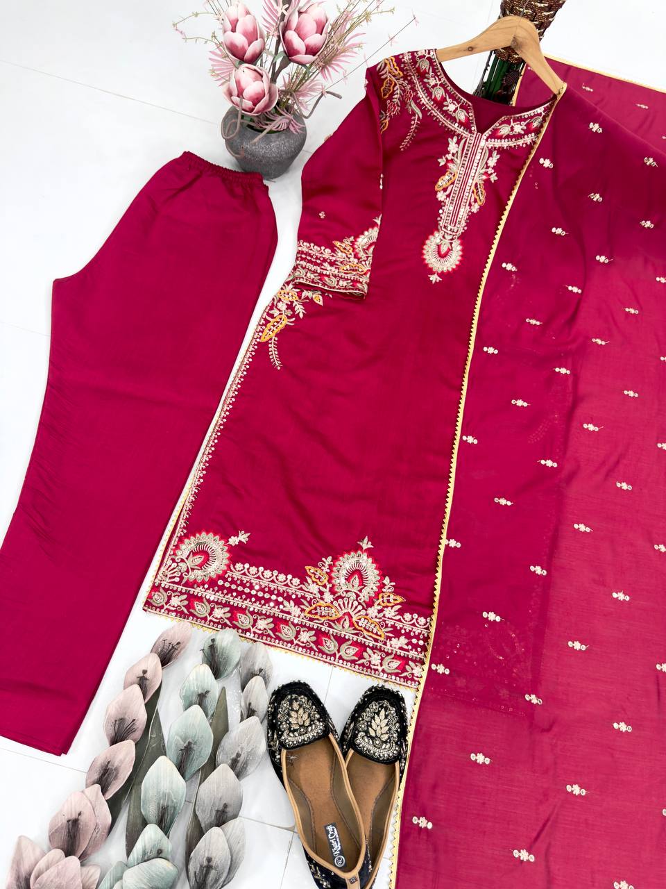 Gorgeous Pink Color Heavy Embroidered Salwar Suit