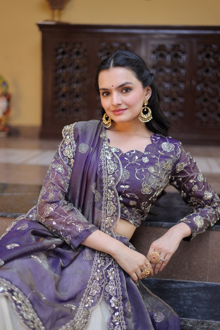 Luxuriant Purple Color Zari Sequence Embroidered Work Lehenga Choli