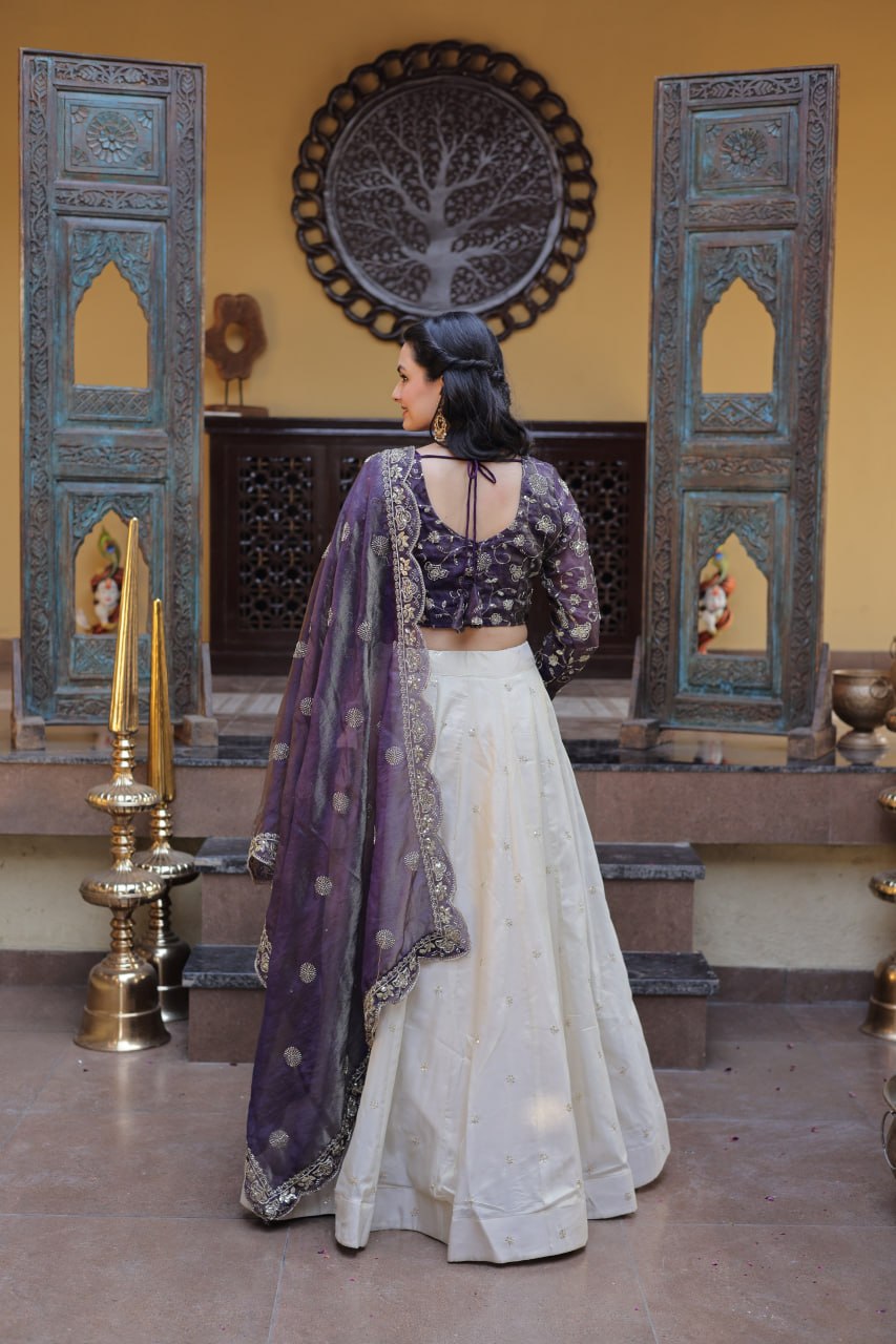 Luxuriant Purple Color Zari Sequence Embroidered Work Lehenga Choli