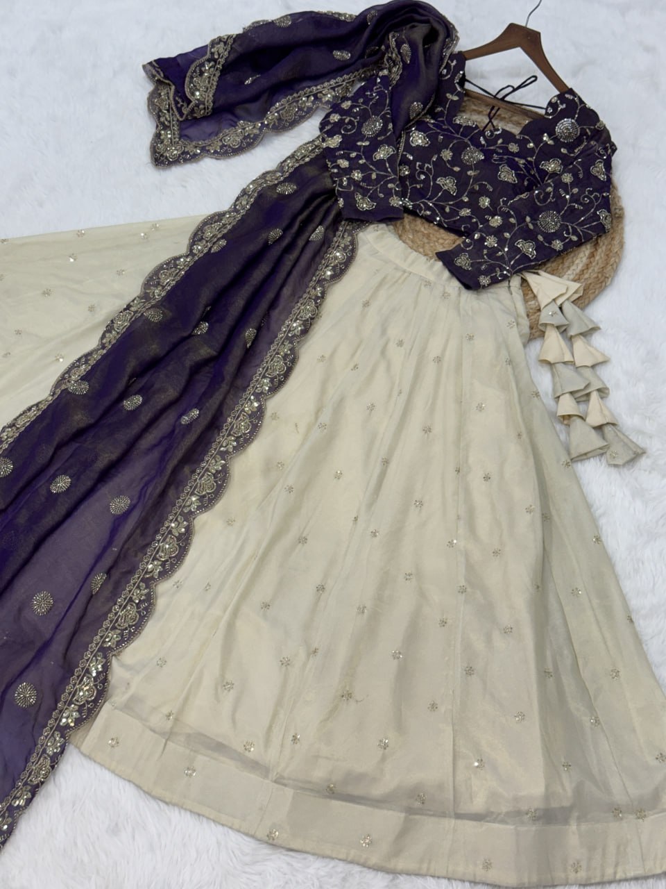 Luxuriant Purple Color Zari Sequence Embroidered Work Lehenga Choli