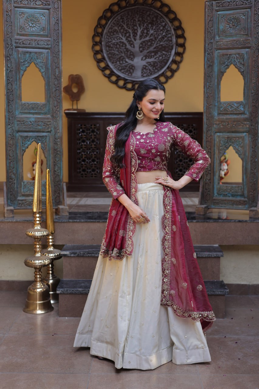 Fantastic Pink Color Zari Sequence Embroidered Work Lehenga Choli