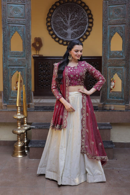 Fantastic Pink Color Zari Sequence Embroidered Work Lehenga Choli