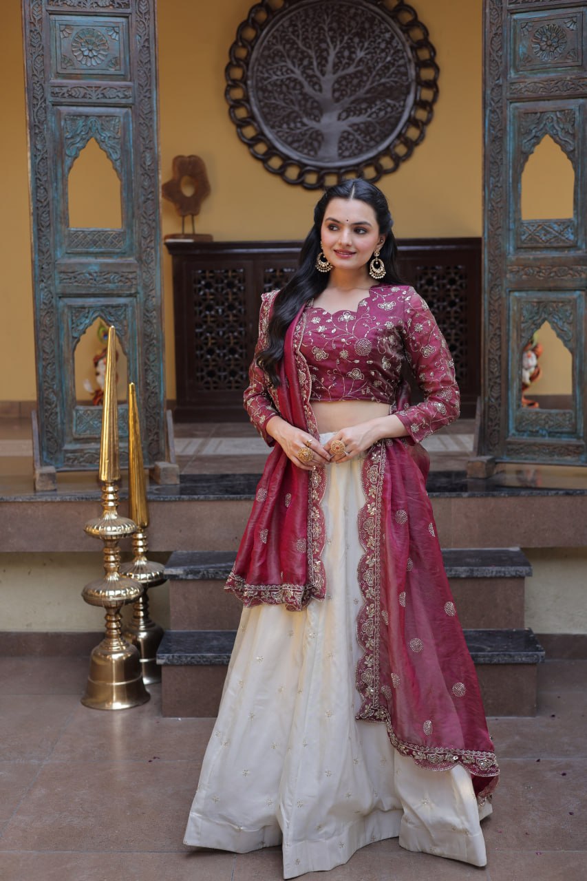 Fantastic Pink Color Zari Sequence Embroidered Work Lehenga Choli