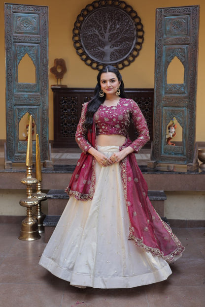Fantastic Pink Color Zari Sequence Embroidered Work Lehenga Choli