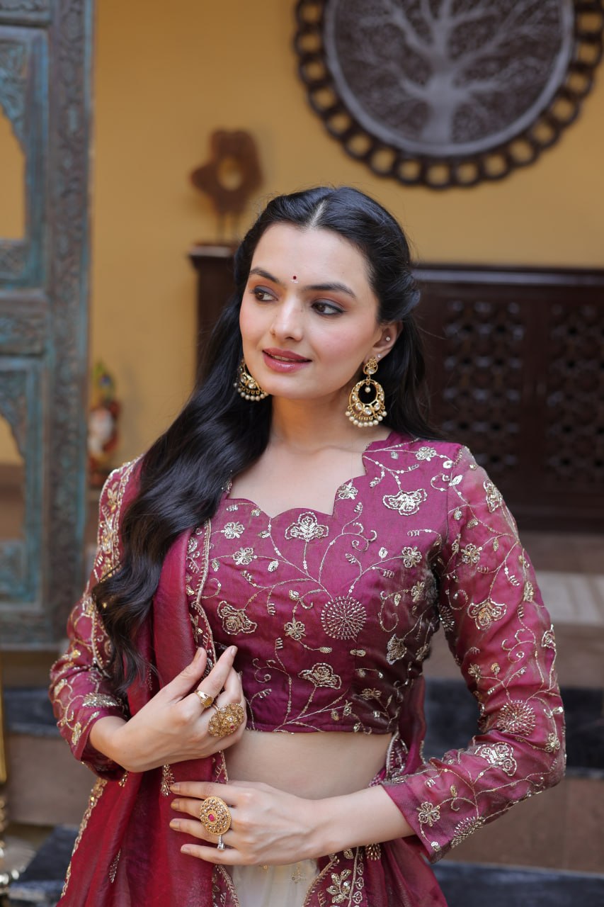 Fantastic Pink Color Zari Sequence Embroidered Work Lehenga Choli