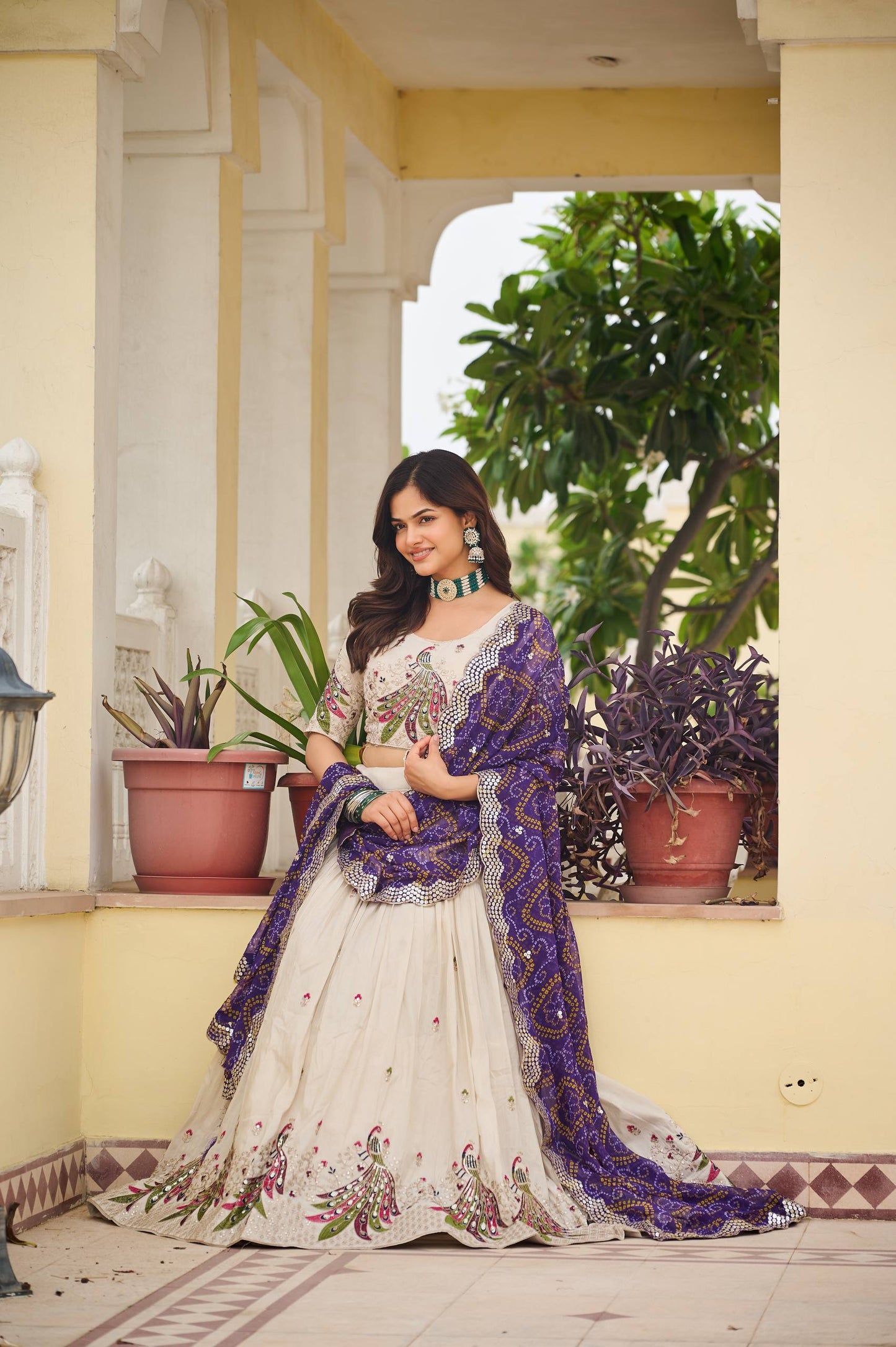 Weddings Wear Purple Color Embroidery Beautiful Lehenga Choli