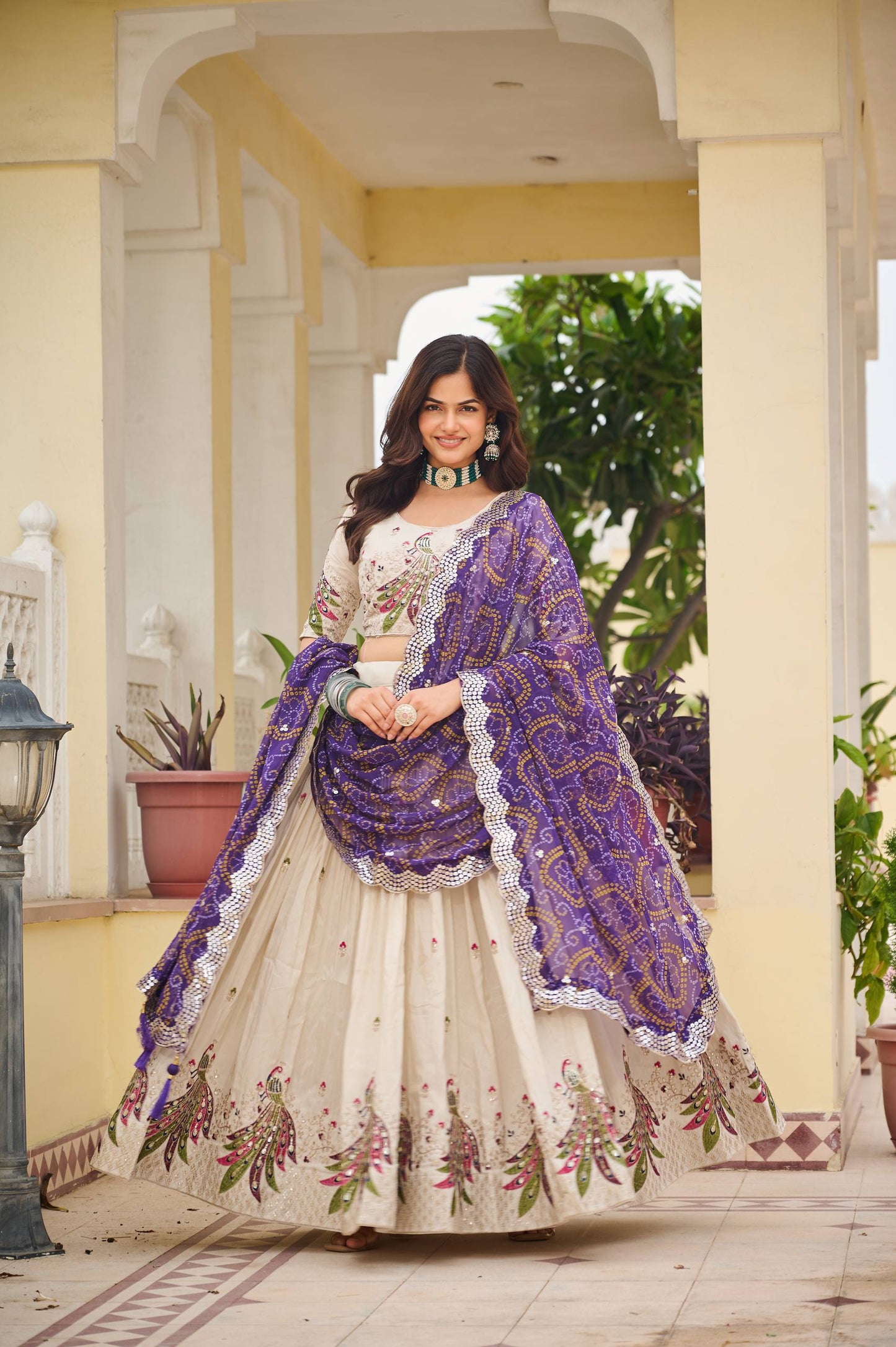 Weddings Wear Purple Color Embroidery Beautiful Lehenga Choli