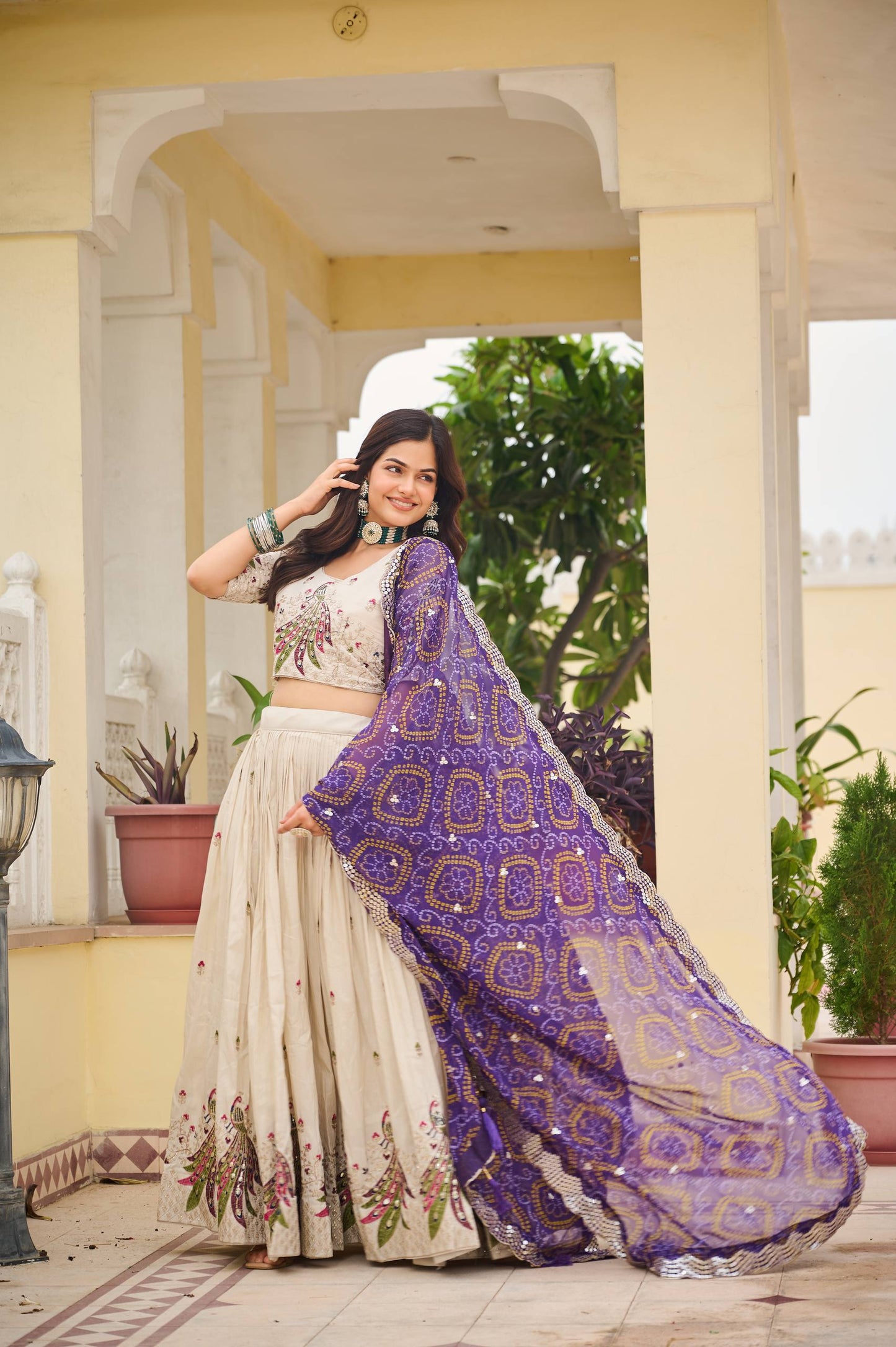 Weddings Wear Purple Color Embroidery Beautiful Lehenga Choli
