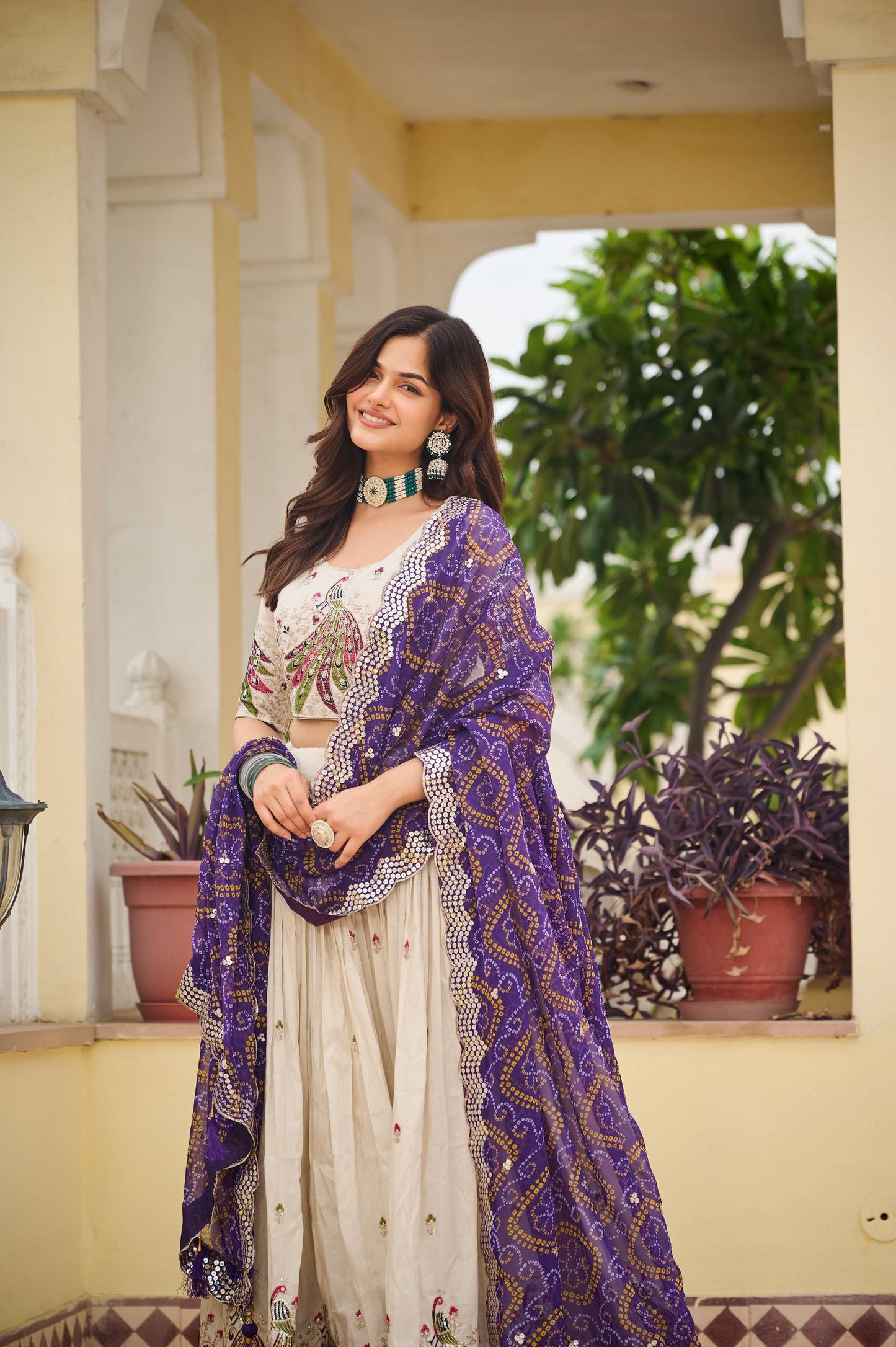 Weddings Wear Purple Color Embroidery Beautiful Lehenga Choli