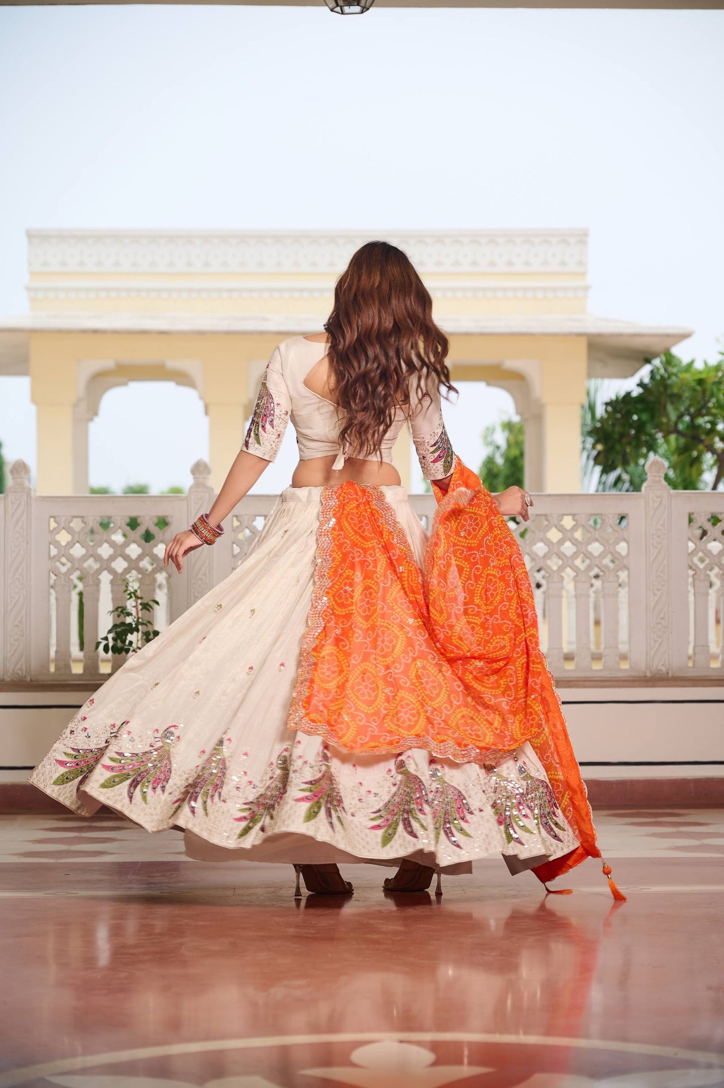 Weddings Wear Orange Color Embroidery Beautiful Lehenga Choli