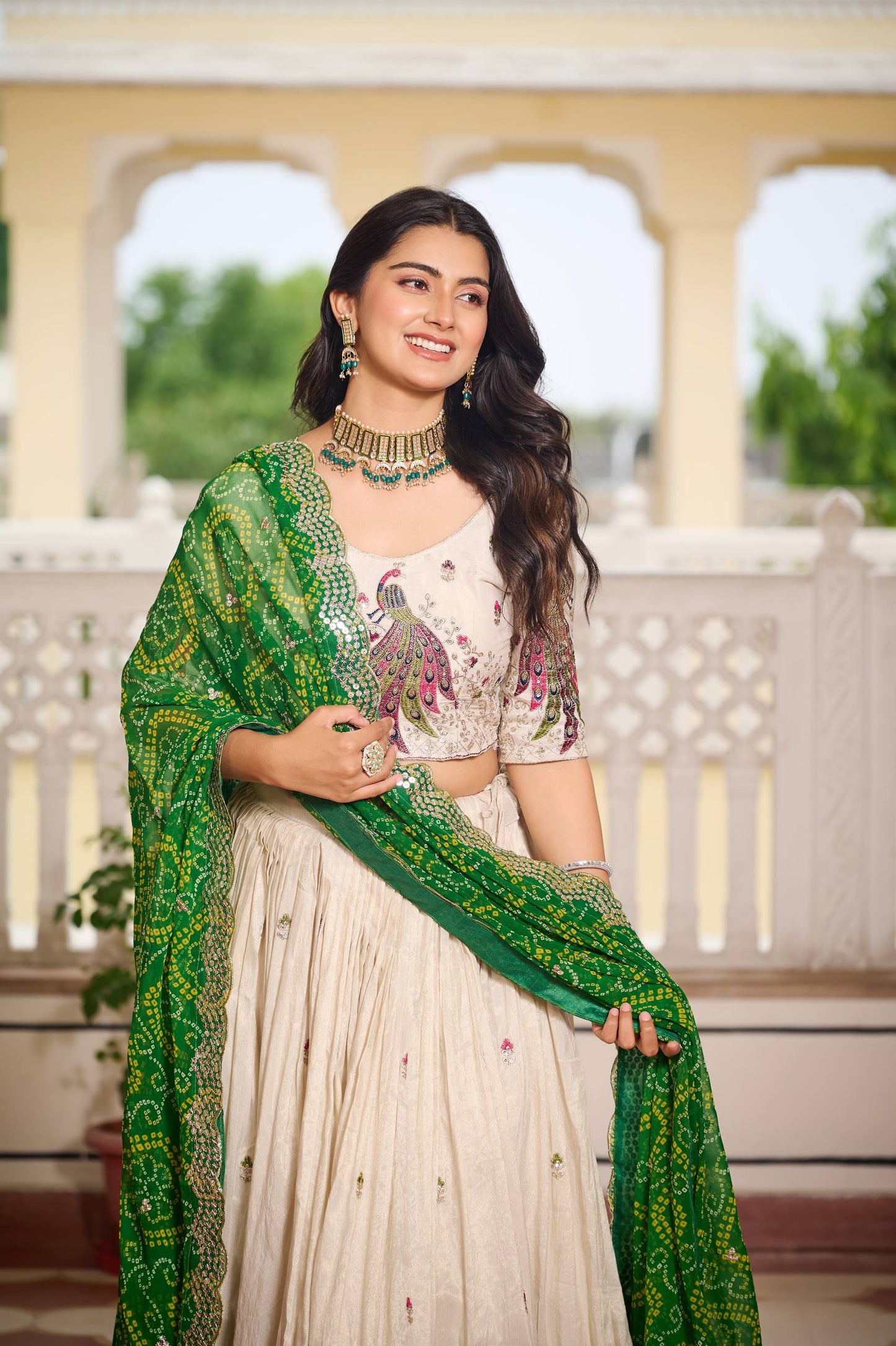 Weddings Wear Green Color Embroidery Beautiful Lehenga Choli