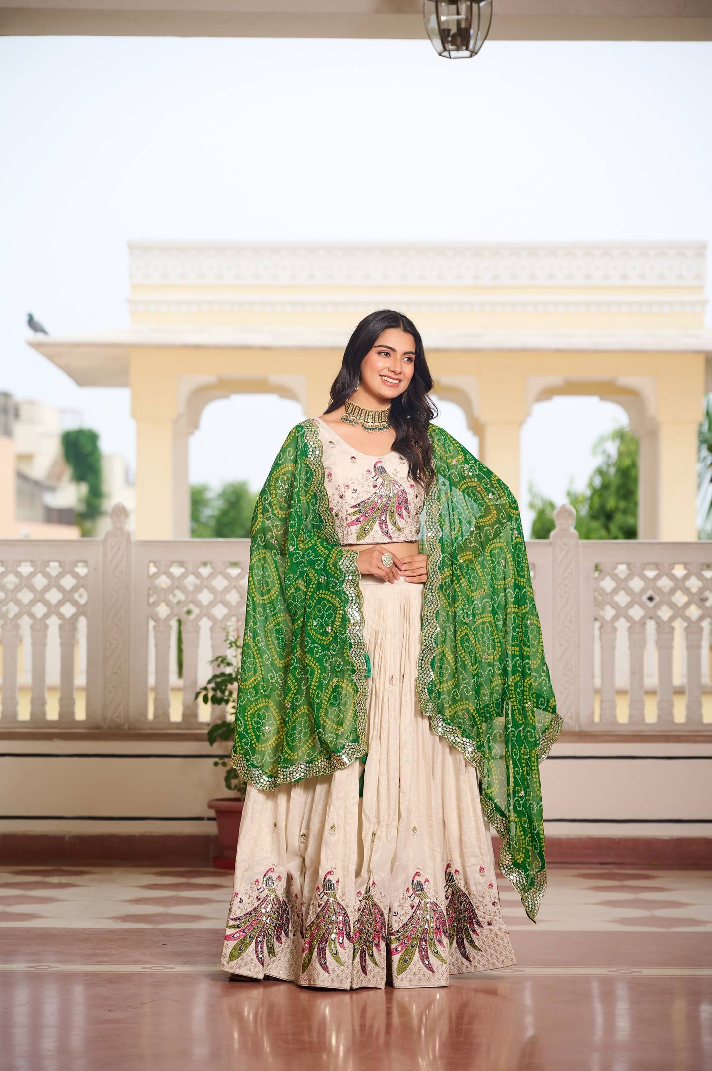 Weddings Wear Green Color Embroidery Beautiful Lehenga Choli
