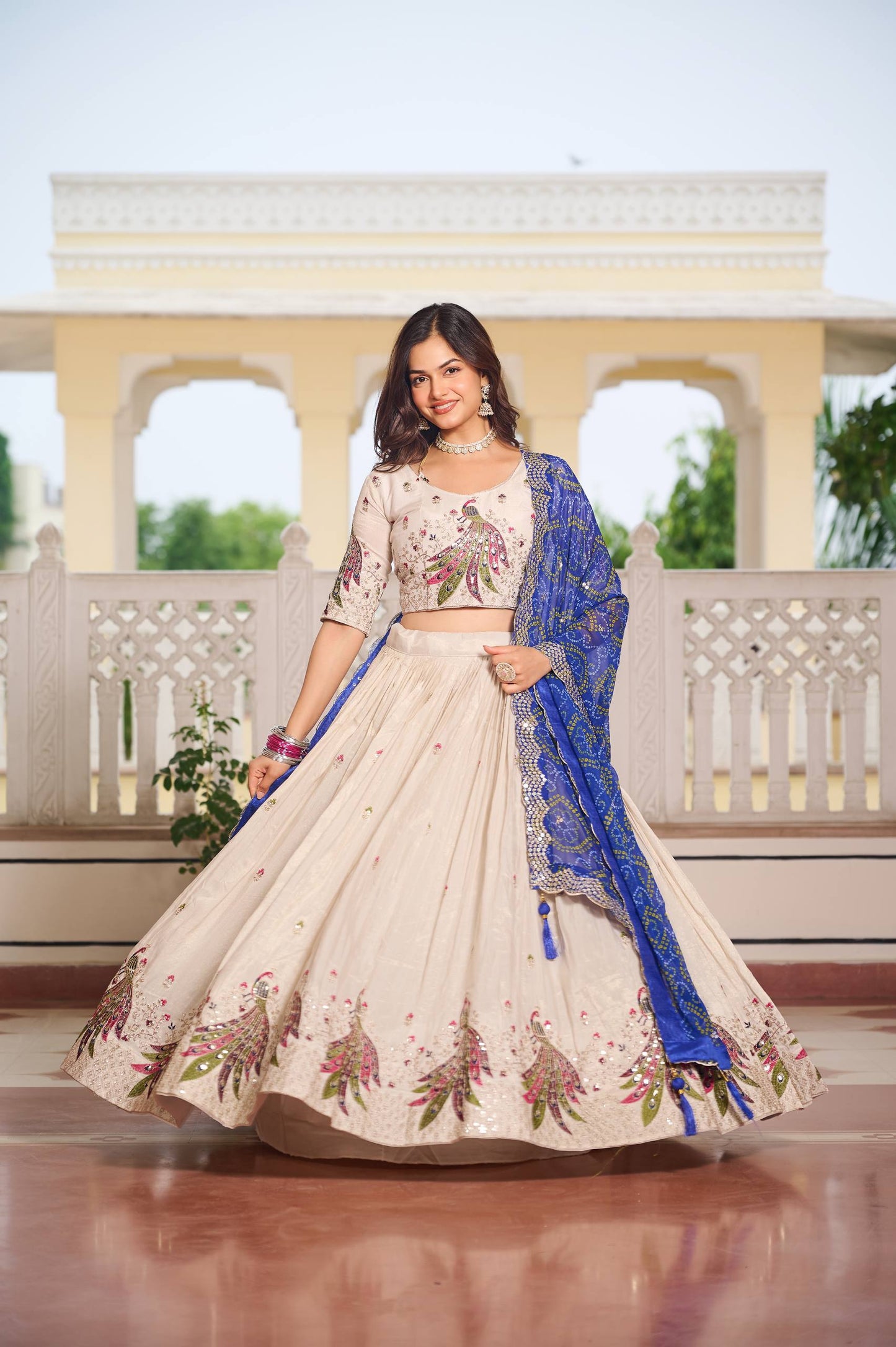 Weddings Wear Blue Color Embroidery Beautiful Lehenga Choli