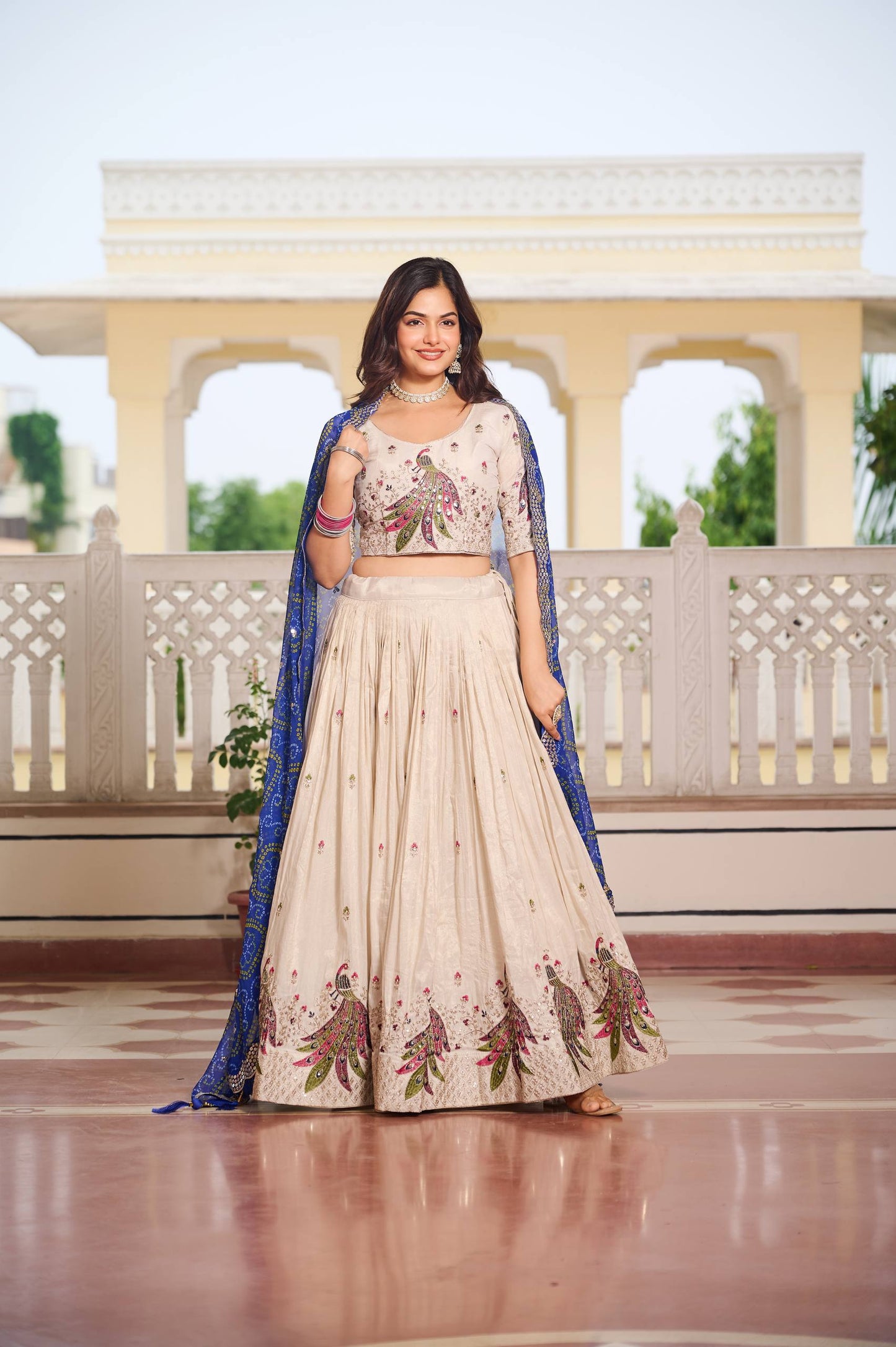 Weddings Wear Blue Color Embroidery Beautiful Lehenga Choli