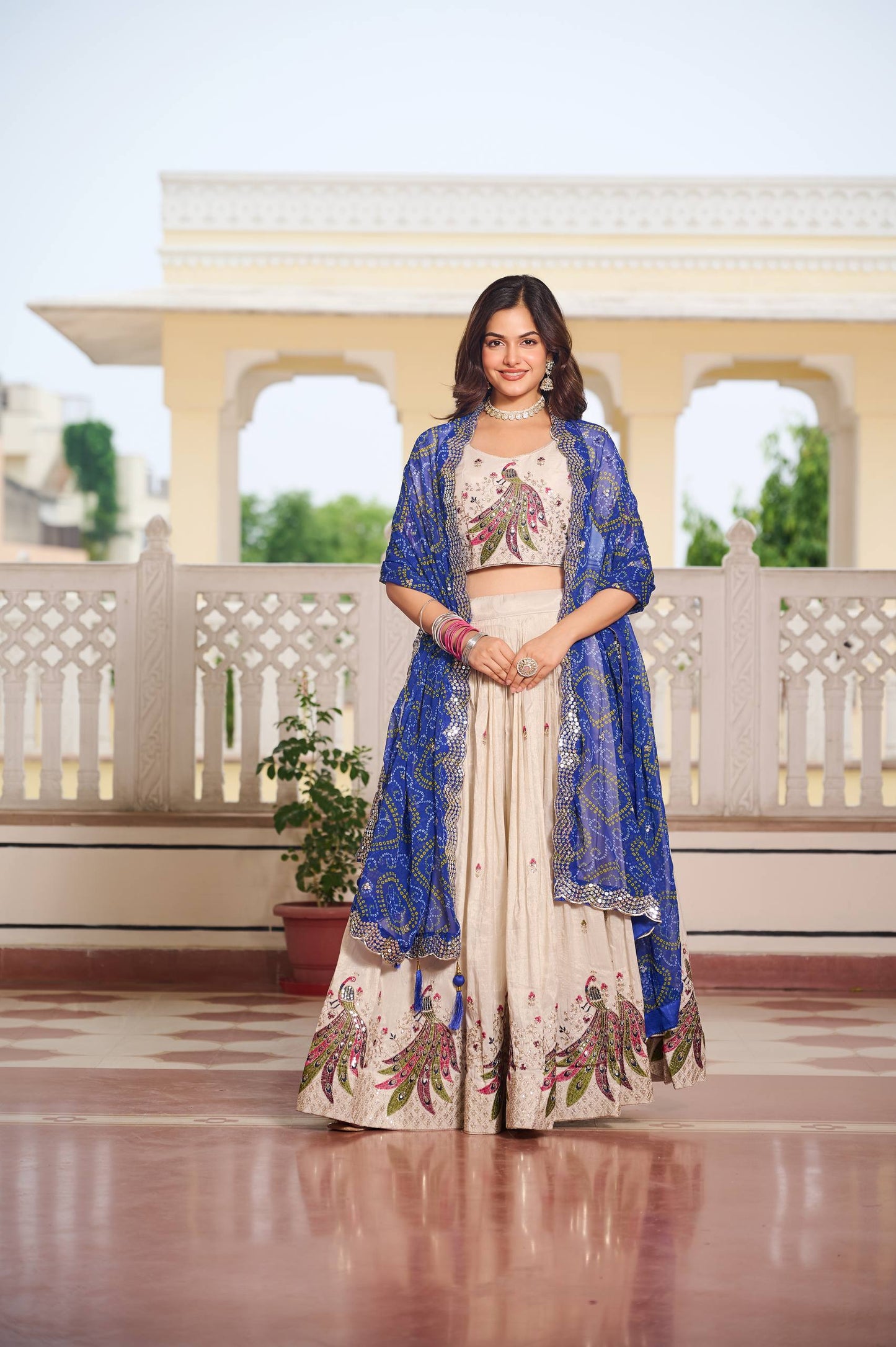 Weddings Wear Blue Color Embroidery Beautiful Lehenga Choli