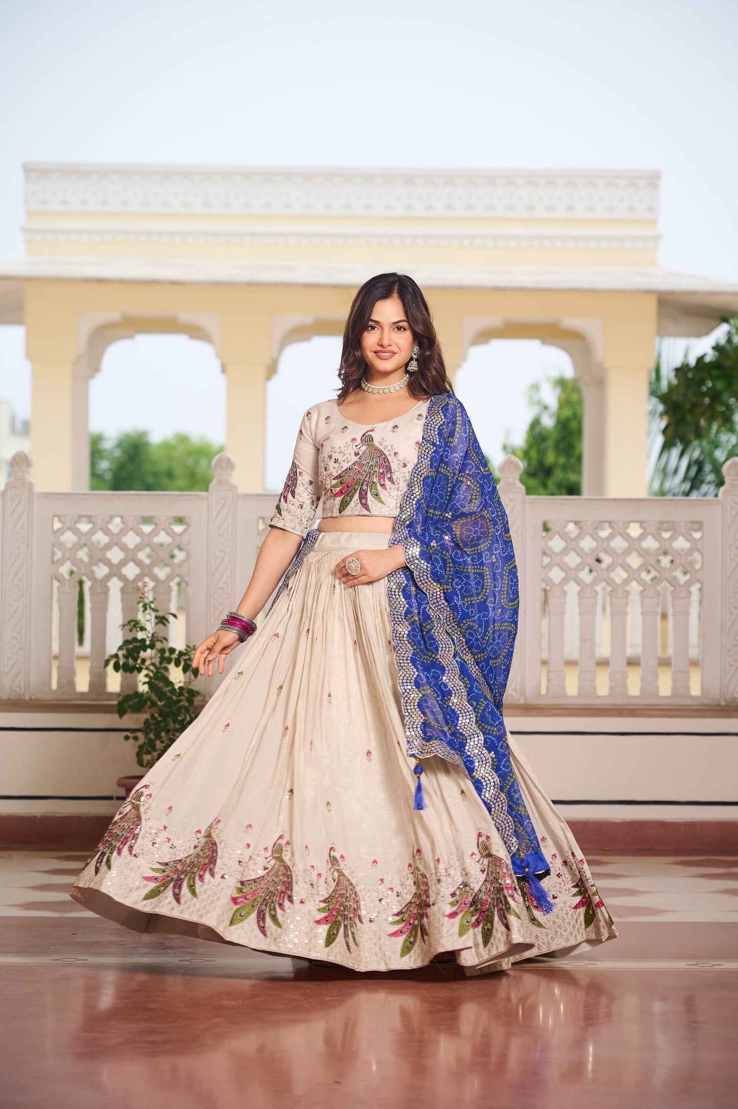 Weddings Wear Blue Color Embroidery Beautiful Lehenga Choli
