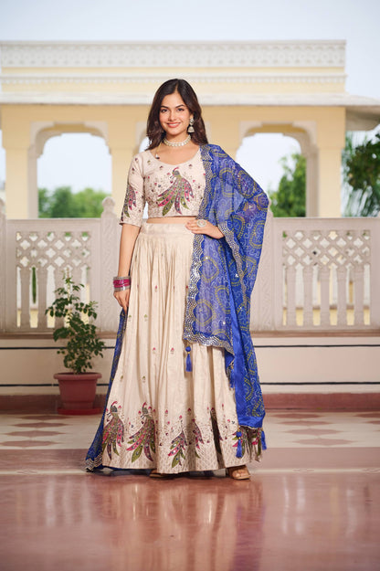 Weddings Wear Blue Color Embroidery Beautiful Lehenga Choli