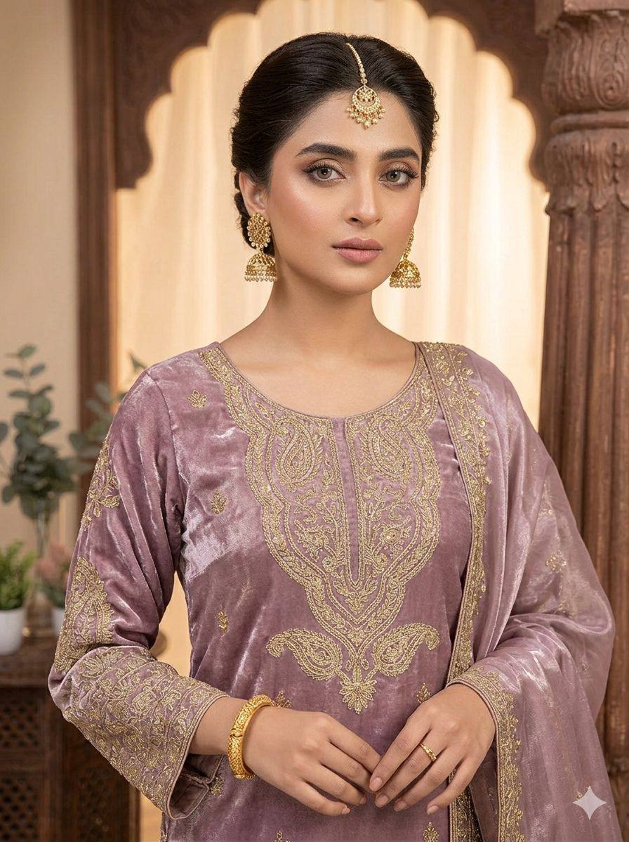 Designer Pink Color Cording Sequence Embroidered Salwar Suit