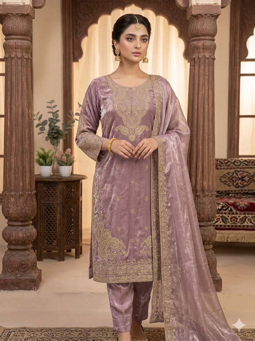 Designer Pink Color Cording Sequence Embroidered Salwar Suit