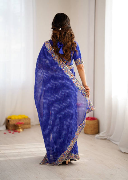 Ceremony Wear Purple Color Sequence Embroidered Bandhani Print Saree