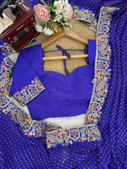 Ceremony Wear Purple Color Sequence Embroidered Bandhani Print Saree