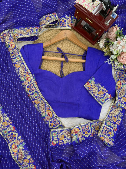 Ceremony Wear Purple Color Sequence Embroidered Bandhani Print Saree