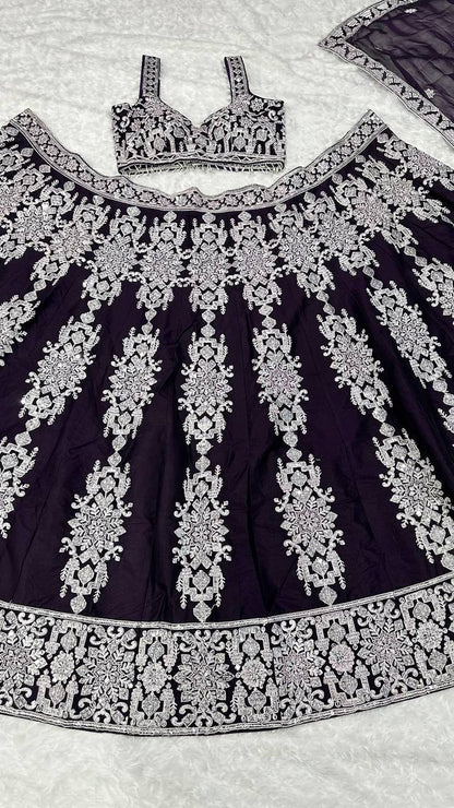 Wedding Wear Purple Color Embroidered Designer Lehenga Choli