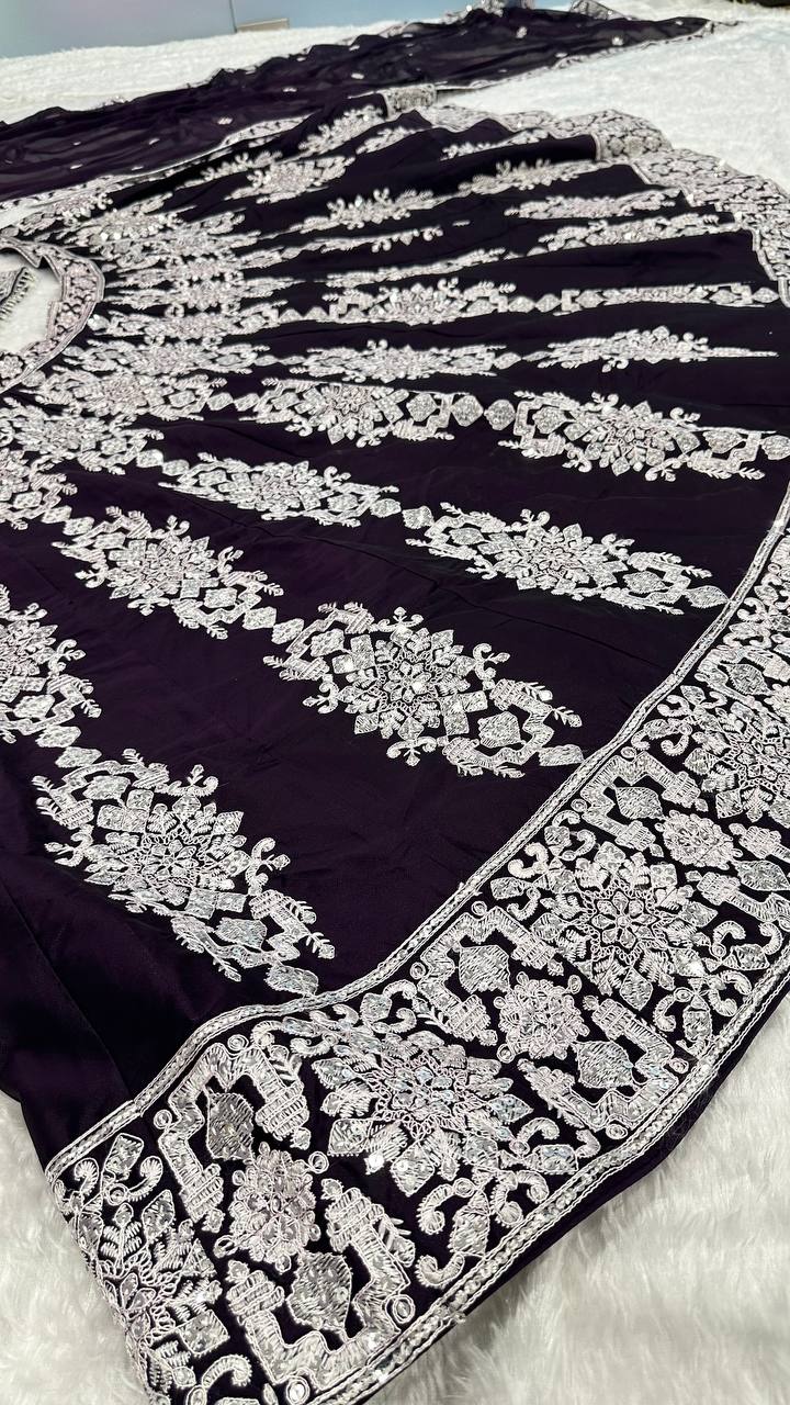 Wedding Wear Purple Color Embroidered Designer Lehenga Choli