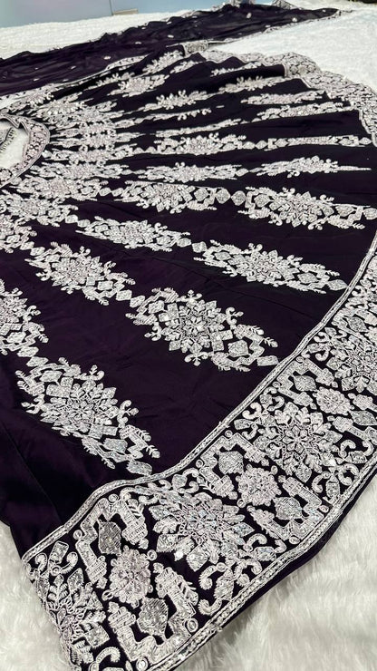 Wedding Wear Purple Color Embroidered Designer Lehenga Choli