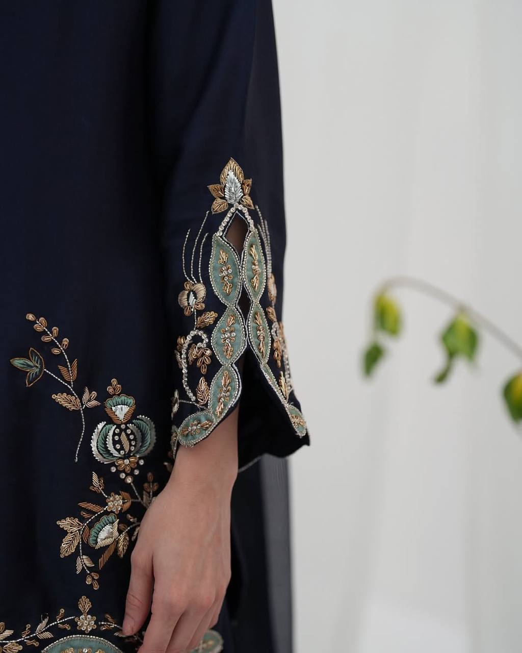 Impossing Navy Blue Color Sequence Embroidered Sharara Suit With Dupatta