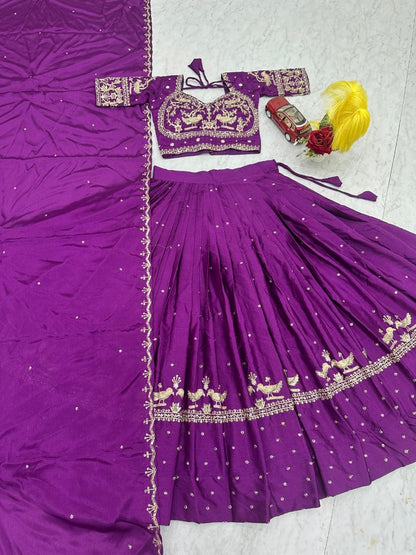Sangeet Wear Purple Color Heavy Embroidered Sequence Lehenga Choli