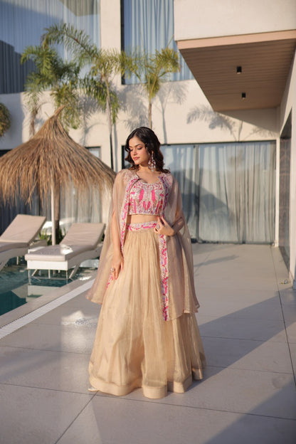 Occasion Wear Beige Color Beads Embroidered Lehenga Choli