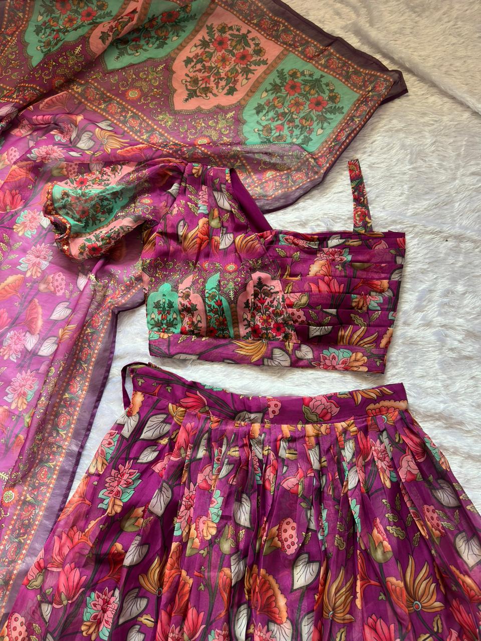 Fabulous Maroon Color Pure Organza Silk Lehenga Choli