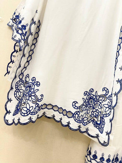 Shining Blue White Color Mull Chanderi Sequence Work Salwar Suit