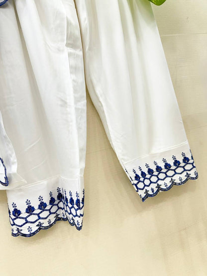 Shining Blue White Color Mull Chanderi Sequence Work Salwar Suit