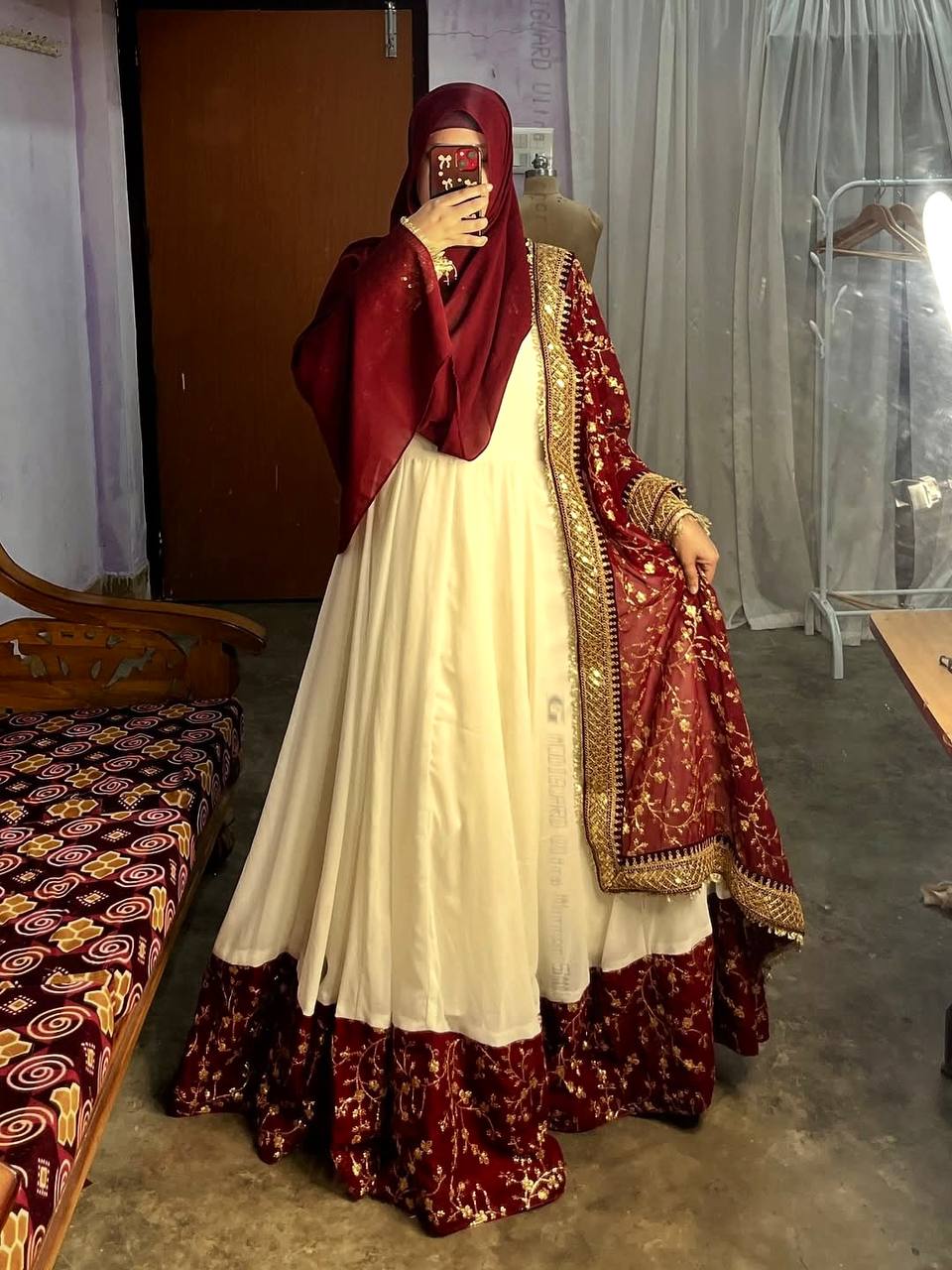 Beautiful Maroon Color Heavy Embroidered Sequence Anarkali Gown