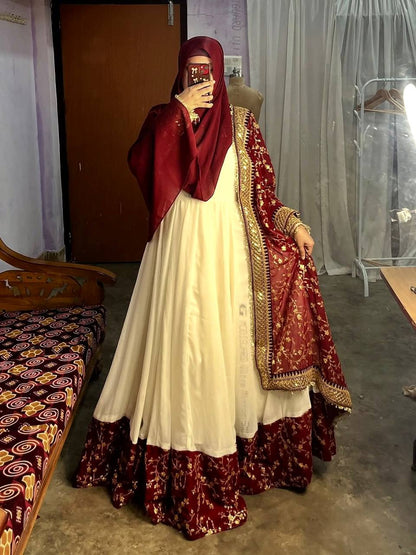 Beautiful Maroon Color Heavy Embroidered Sequence Anarkali Gown