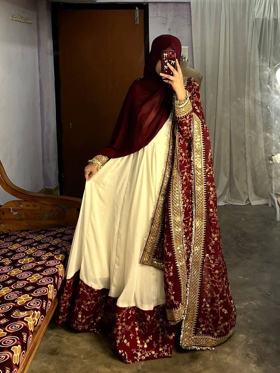 Beautiful Maroon Color Heavy Embroidered Sequence Anarkali Gown