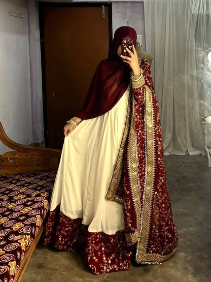 Beautiful Maroon Color Heavy Embroidered Sequence Anarkali Gown